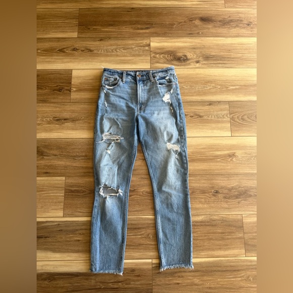 Abercrombie & Fitch women’s Simone high rise slim distressed jeans size 28/6r - Picture 1 of 5